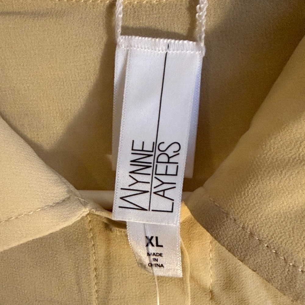 Light Tan Sheer Button-Front Jacket - image 5